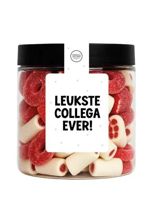 Snoeppotje Leukste Collega Ever – Strawberry mix Snoeppotje Leukste Collega Ever – Strawberry mix