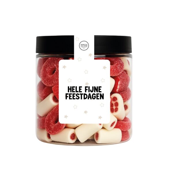 Snoeppotje Hele fijne feestdagen – Strawberry mix cadeau