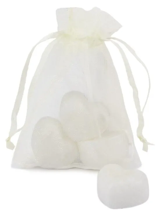 Amberblokjes in organza zakje - 3x hart fresh cotton