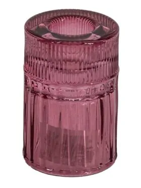 Glazen kaarsenstandaard - Roze
