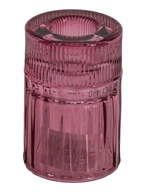 Glazen kaarsenstandaard - Roze