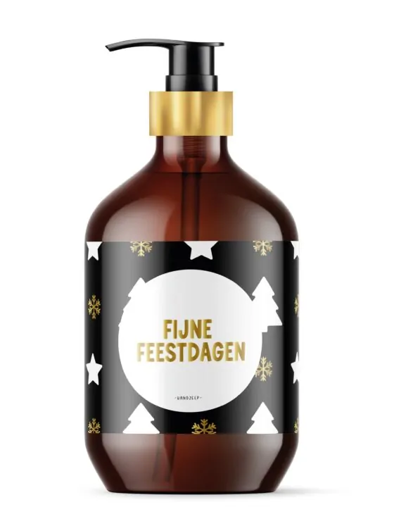 Handzeep Fijne Feestdagen – Kerstdesign met goudfolie label