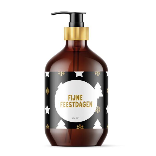 Handzeep Fijne Feestdagen – Kerstdesign met goudfolie label