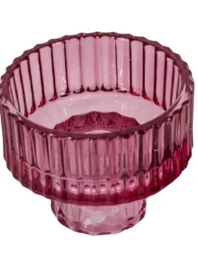 Glazen waxine en kaarsenstandaard - Roze