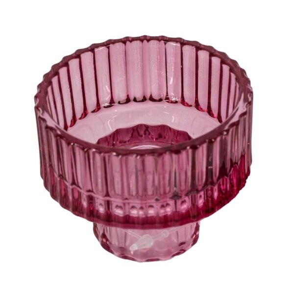 Glazen waxine en kaarsenstandaard - Roze