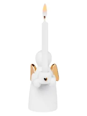 Beschermengeltje met kaars – porselein met gouden details