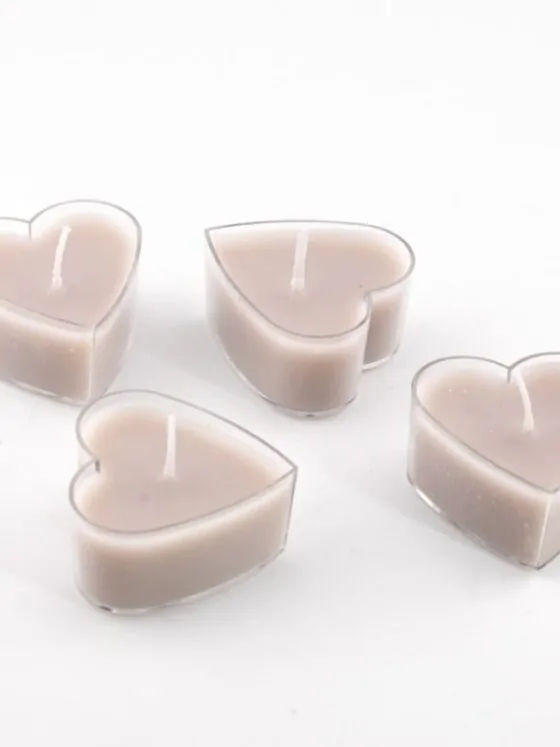 Waxinelichtje hart – set van 4 beige