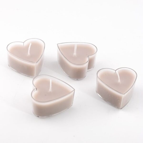 Waxinelichtje hart – set van 4 beige