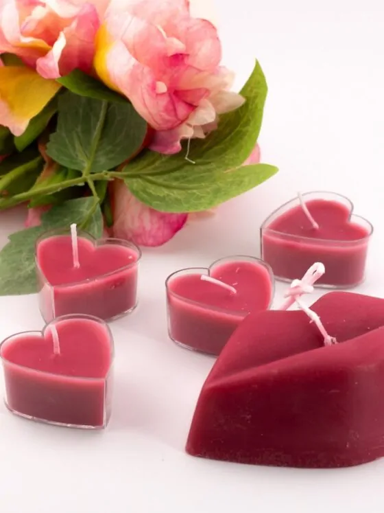 Waxinelichtje hart – set van 4 fuchsia