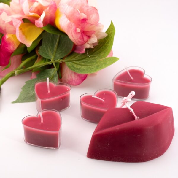 Waxinelichtje hart – set van 4 fuchsia