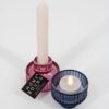 Glazen waxine en kaarsenstandaard - Roze
