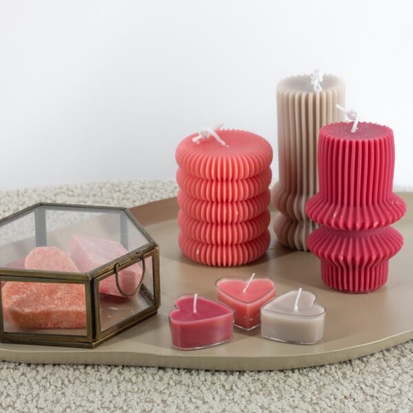 Waxinelichtje hart – set van 4 beige