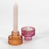 Glazen waxine en kaarsenstandaard - Roze