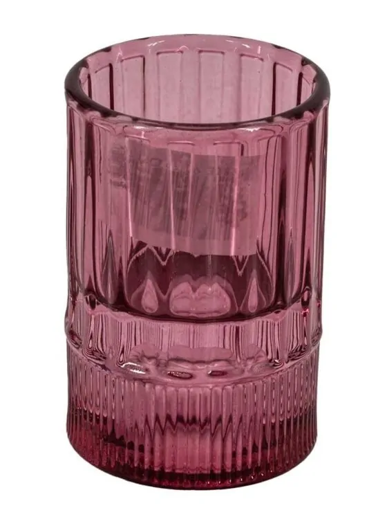 Glazen kaarsenstandaard - Roze