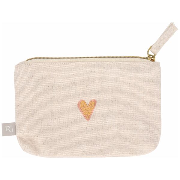 Etui met geborduurd hartje – stijlvol opberg tasje in rosé