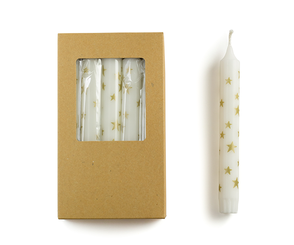 Kaars met patroon - 1 Stuk - Gouden sterren