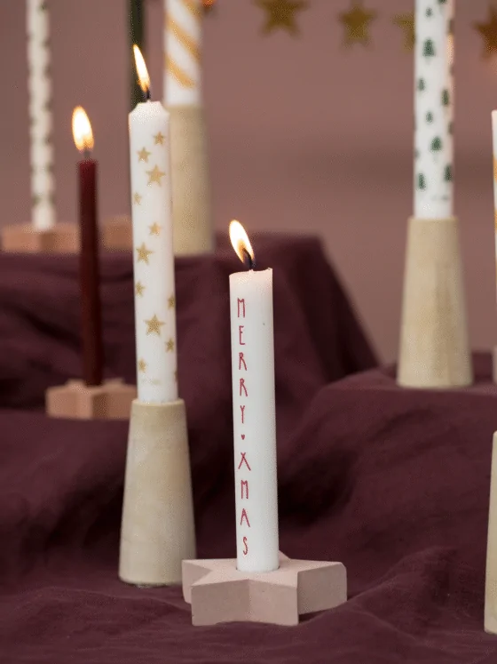 Kaars met patroon - 1 Stuk - Gouden sterren