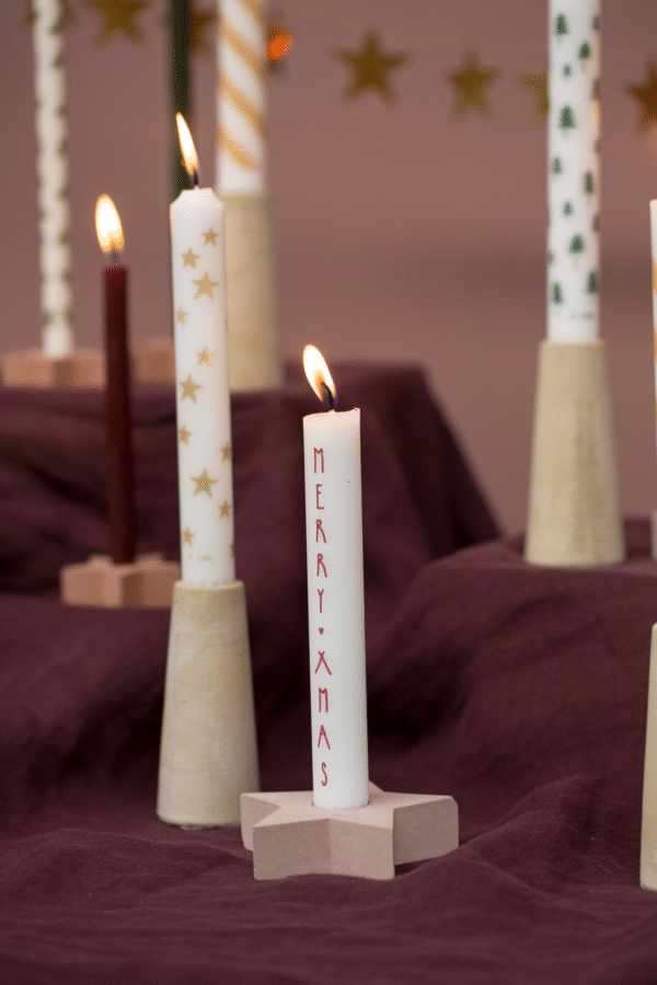 Kaars met patroon - 1 Stuk - Gouden sterren