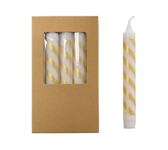 Kaars met patroon - 1 Stuk - Gouden strepen