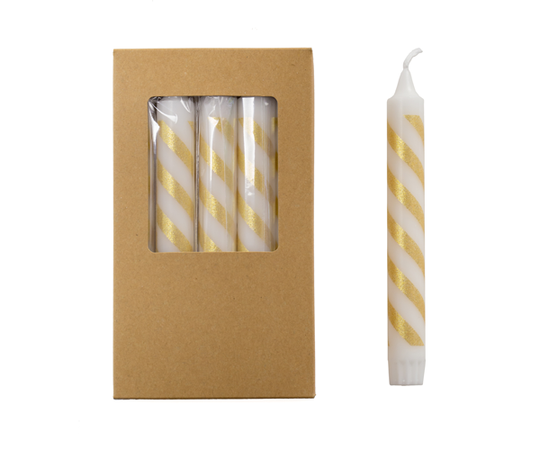 Kaars met patroon - 1 Stuk - Gouden strepen Kaars met patroon - 1 Stuk - Gouden strepen