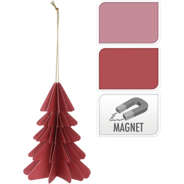 Kerstboom Papier Hangdecoratie 10 cm – Rood/Roze Assortie