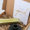 brievenbus cadeau Jij bent goud waard - Kandelaar & 2 gouden rustieke kaarsen