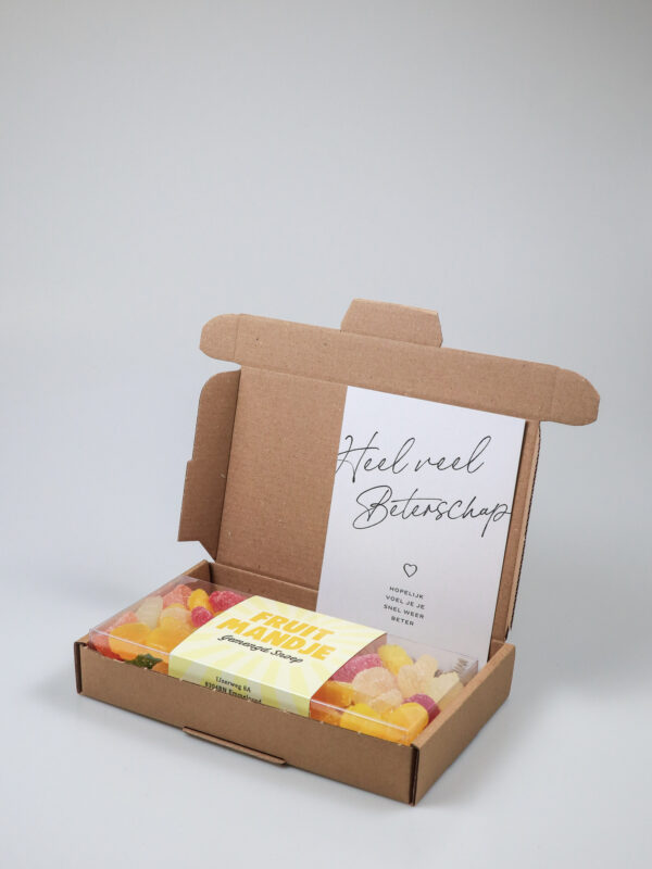 Brievenbus cadeau snoep blister beterschap - Een fruitmandje voor jou