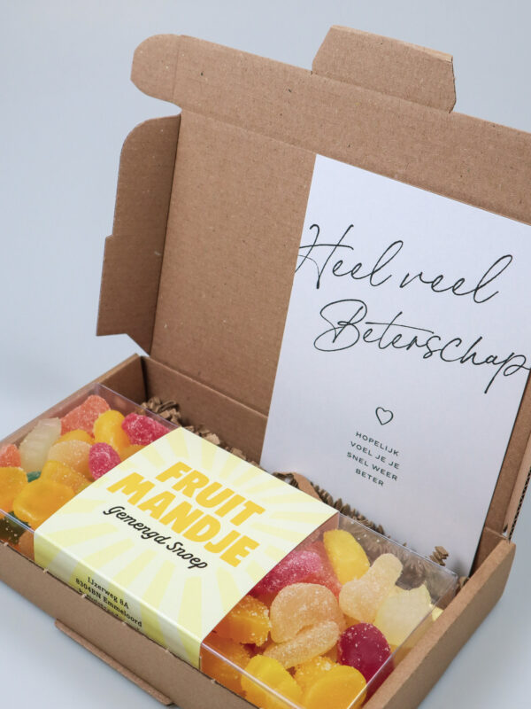 Brievenbus cadeau snoep blister beterschap - Een fruitmandje voor jou