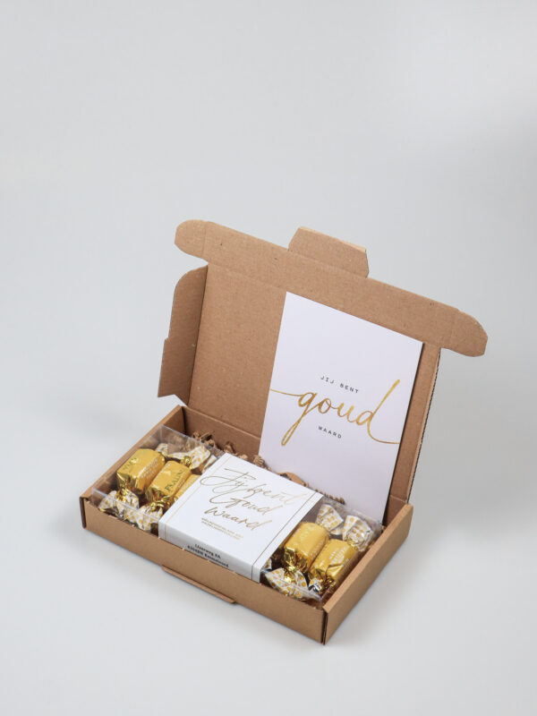 Brievenbus cadeau chocolaatjes blister – Jij bent goud waard
