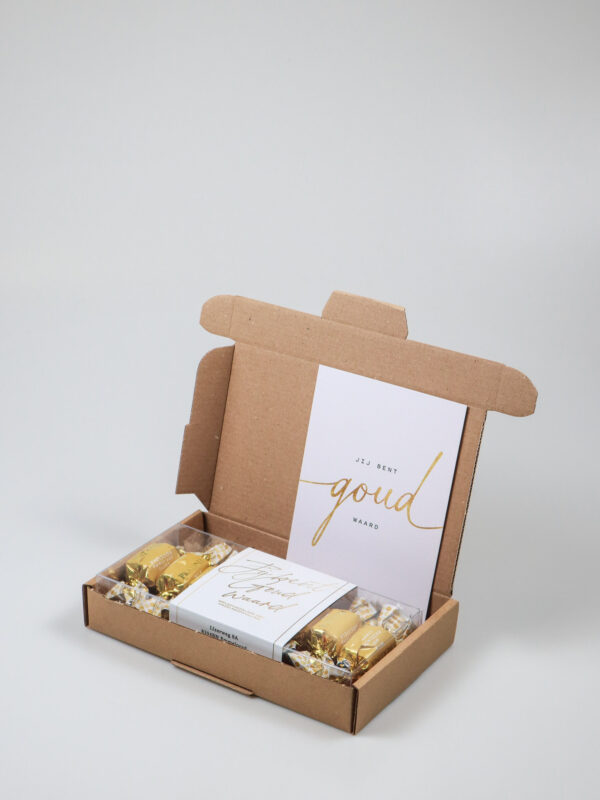 Brievenbus cadeau chocolaatjes blister – Jij bent goud waard
