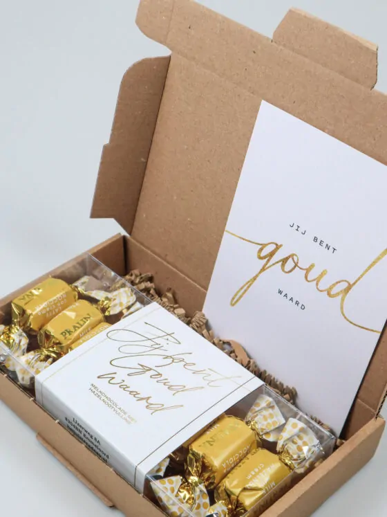 Brievenbus cadeau chocolaatjes blister – Jij bent goud waard