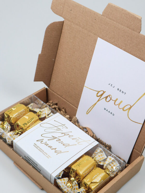 Brievenbus cadeau chocolaatjes blister – Jij bent goud waard
