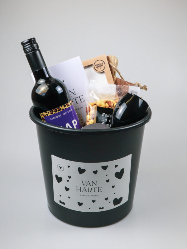 Cadeaupakket Borrel Emmer – Met Wijn, Tegeltje & Kaars in Glas