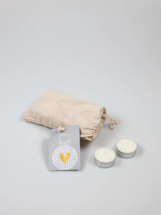 Jute zakje met 10 theelichtjes – Leeff