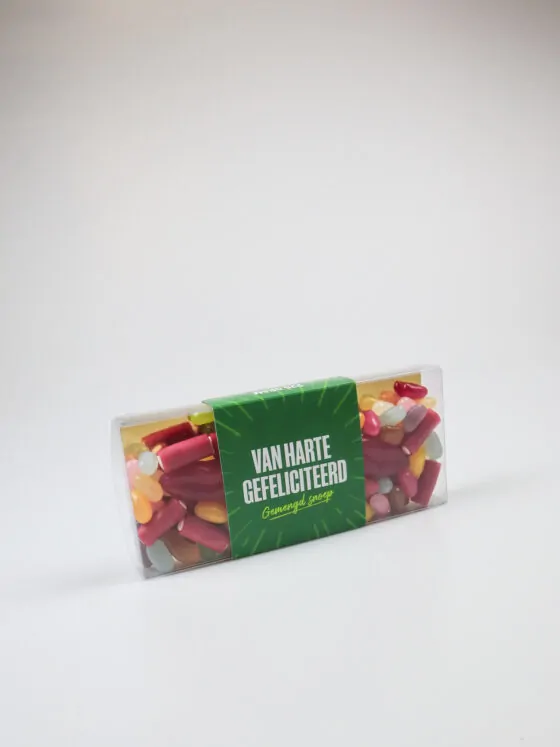 Snoep blister met gemengde snoepjes - Van harte gefeliciteerd