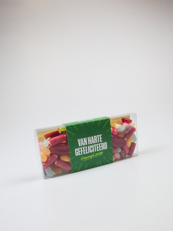 Snoep blister met gemengde snoepjes - Van harte gefeliciteerd