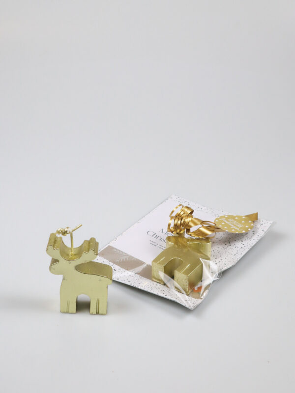 Soyakaars rendier cadeau goud met kerstkaart