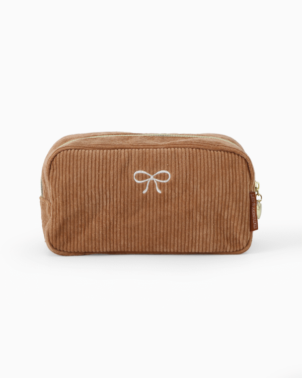 Etui opbergtasje beige – stijlvol ribstof tasje voor onderweg of thuis