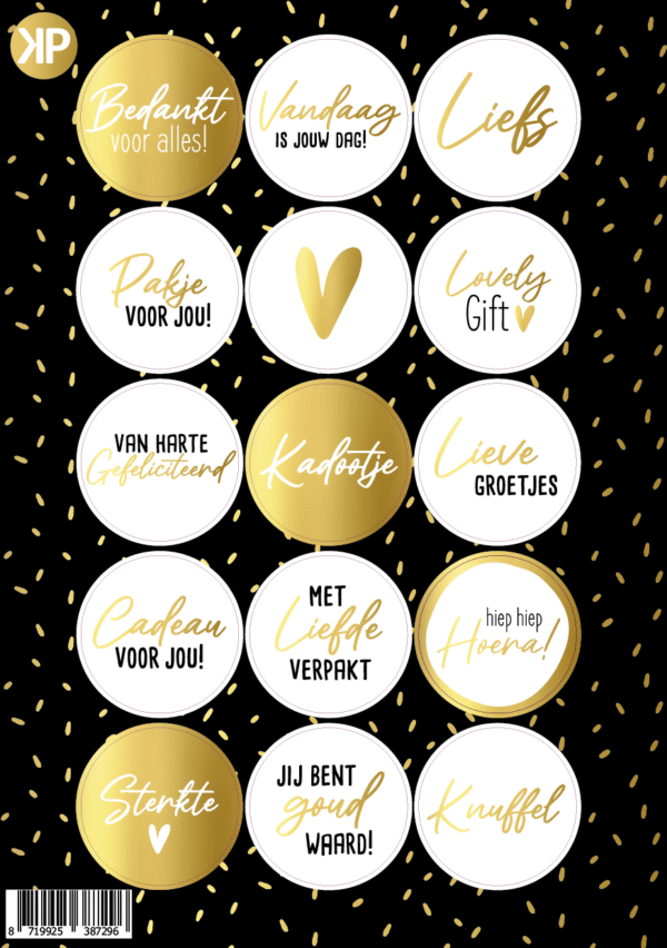 Stickervel - Zwart, wit & goud