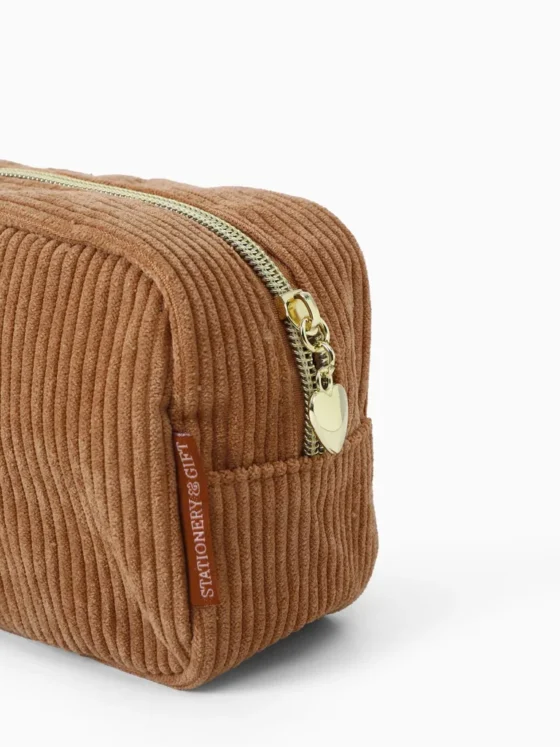 Etui opbergtasje beige – stijlvol ribstof tasje voor onderweg of thuis