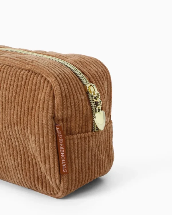 Etui opbergtasje beige – stijlvol ribstof tasje voor onderweg of thuis