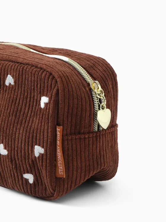 Etui opbergtasje hartjes - Chocolate