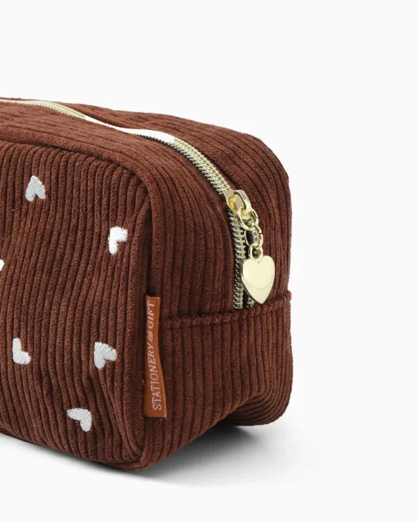 Etui opbergtasje hartjes - Chocolate