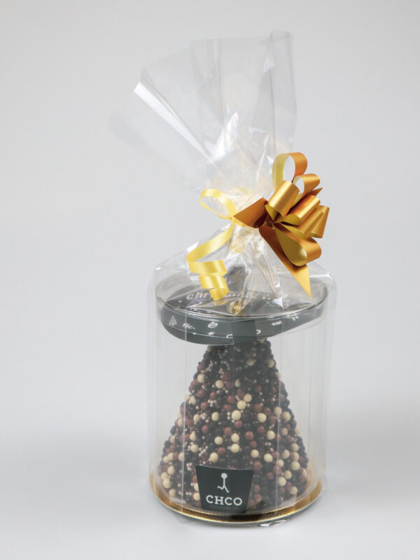 Chocolade kerstboom in luxe cadeauzak – Melkchocolade met knapperige topping