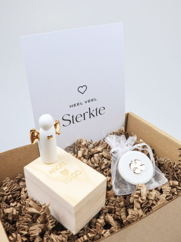 Cadeaupakket Sterkte – Met Räder Engel to Go & Geluksmunt Klavertje Vier