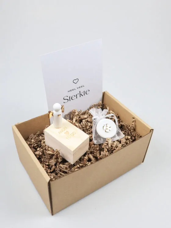 Cadeaupakket Sterkte – Met Räder Engel to Go & Geluksmunt Klavertje Vier