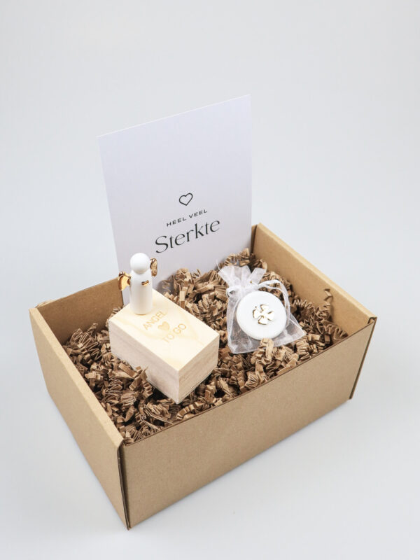 Cadeaupakket Sterkte – Met Räder Engel to Go & Geluksmunt Klavertje Vier