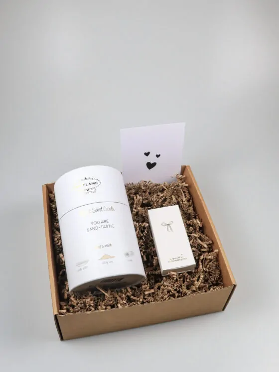 Cadeaupakket waardering – Kaarsenzand ‘You are sand-tastic’ en lucifers