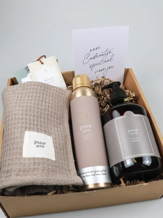 Cadeaupakket Puur Geluk met douchefoam, handzeep en geurzakjes
