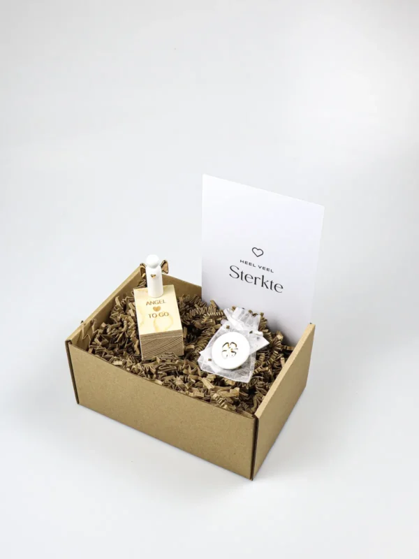 Cadeaupakket Sterkte – Räder Engel to Go & Geluksmunt Klavertje Vier